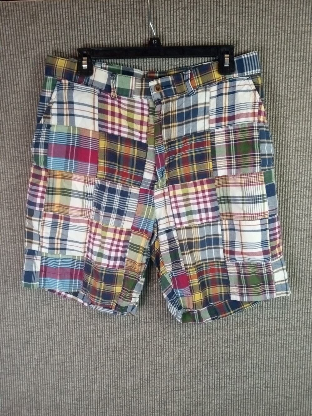 Vintage Polo Ralph Lauren Mens size 34 Madras Plaid Patchwork Chino Golf Short
